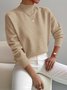 Women Plain Split Joint Winter Street Long Sleeve Mock Neck Sweater