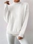 Women Plain Split Joint Winter Street Long Sleeve Mock Neck Sweater