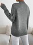 Women Plain Split Joint Winter Street Long Sleeve Mock Neck Sweater