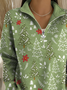 Women Christmas Shawl Collar Printing Casual Spring/Fall Long Sleeve Sweatshirt