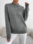 Women Plain Split Joint Winter Street Long Sleeve Mock Neck Sweater
