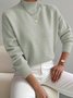 Women Plain Split Joint Winter Street Long Sleeve Mock Neck Sweater