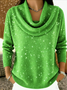 Women Plain Spring/Fall Casual Long Sleeve Crew Neck Cotton Sweater