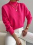 Women Plain Split Joint Winter Street Long Sleeve Mock Neck Sweater