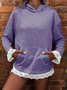 Women Plain Hoodie Split Joint Vintage Spring/Fall Long Sleeve Sweatshirt