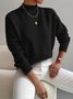 Women Plain Split Joint Winter Street Long Sleeve Mock Neck Sweater