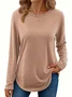 Women Plain Color Long Sleeve Tee T-shirt Crew Neck Printing Casual Spring/Fall Graphic Tee Top