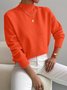 Women Plain Split Joint Winter Street Long Sleeve Mock Neck Sweater