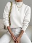 Women Plain Split Joint Winter Street Long Sleeve Mock Neck Sweater