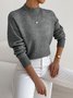 Women Plain Split Joint Winter Street Long Sleeve Mock Neck Sweater
