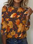 Women Maple Leaf Long Sleeve Tee T-shirt Crew Neck Printing Casual Spring/Fall Graphic Tee Top