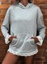 Women Plain Hoodie Split Joint Vintage Spring/Fall Long Sleeve Sweatshirt