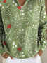 Women Christmas Shawl Collar Printing Casual Spring/Fall Long Sleeve Sweatshirt