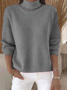 Women Plain Spring/Fall Casual Long Sleeve Turtleneck Sweater