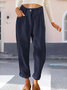Women Plain Long Elastic Waist Pants Vintage Spring/Fall Trousers