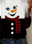 Women Christmas Snowman Long Sleeve Tee T-shirt Crew Neck Printing Casual Spring/Fall Graphic Tee Top