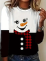 Women Christmas Snowman Long Sleeve Tee T-shirt Crew Neck Printing Casual Spring/Fall Graphic Tee Top