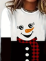 Women Christmas Snowman Long Sleeve Tee T-shirt Crew Neck Printing Casual Spring/Fall Graphic Tee Top