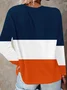 Women Multicolor Block Long Sleeve Tee T-shirt Crew Neck Printing Casual Spring/Fall Graphic Tee Top