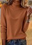 Women Plain Spring/Fall Casual Long Sleeve Turtleneck Cotton Sweater