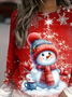 Women Christmas Snowman Long Sleeve Tee T-shirt Crew Neck Printing Casual Spring/Fall Graphic Tee Top