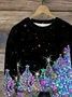 Women Christmas Crew Neck Printing Casual Spring/Fall Long Sleeve Sweatshirt