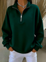 Women Plain Shawl Collar Printing Casual Spring/Fall Long Sleeve Sweatshirt