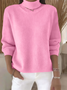 Women Plain Spring/Fall Casual Long Sleeve Turtleneck Sweater