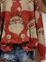Women Santa Claus Crew Neck Printing Casual Spring/Fall Long Sleeve Sweatshirt