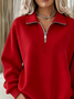 Women Plain Shawl Collar Printing Casual Spring/Fall Long Sleeve Sweatshirt