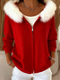 Women's Winter Outerwear Casual Christmas Long Sleeve Hoodie Fleece Coat