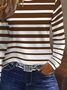 Women Striped Long Sleeve Tee T-shirt Crew Neck Printing Casual Spring/Fall Graphic Tee Top
