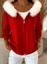Women's Winter Outerwear Casual Christmas Long Sleeve Hoodie Fleece Coat