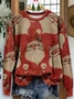 Women Santa Claus Crew Neck Printing Casual Spring/Fall Long Sleeve Sweatshirt