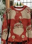 Women Santa Claus Crew Neck Printing Casual Spring/Fall Long Sleeve Sweatshirt