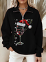 Women Christmas Shawl Collar Printing Casual Spring/Fall Long Sleeve Sweatshirt