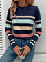 Women Striped Long Sleeve Tee T-shirt Crew Neck Printing Casual Spring/Fall Graphic Tee Top
