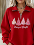 Women Christmas Shawl Collar Printing Casual Spring/Fall Long Sleeve Sweatshirt