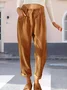 Women Plain Long Elastic Waist Pants Vintage Spring/Fall Trousers
