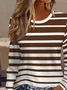 Women Striped Long Sleeve Tee T-shirt Crew Neck Printing Casual Spring/Fall Graphic Tee Top