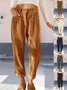 Women Plain Long Elastic Waist Pants Vintage Spring/Fall Trousers