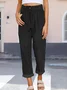 Women Plain Long Elastic Waist Pants Vintage Spring/Fall Trousers