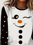 Women Christmas Snowman Long Sleeve Tee T-shirt Crew Neck Printing Casual Spring/Fall Graphic Tee Top