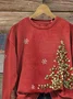 Women Christmas Crew Neck Printing Casual Spring/Fall Long Sleeve Sweatshirt