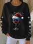 Women Christmas Crew Neck Printing Casual Spring/Fall Long Sleeve Sweatshirt