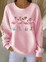 Women Flamingo Crew Neck Printing Casual Spring/Fall Long Sleeve Sweatshirt