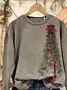 Women Christmas Crew Neck Printing Casual Spring/Fall Long Sleeve Sweatshirt