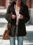 Women Spring/Fall Outerwear Vintage Split Joint Plain Long Sleeve Shawl Collar Jacket