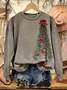 Women Christmas Crew Neck Printing Casual Spring/Fall Long Sleeve Sweatshirt