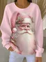 Women Santa Claus Crew Neck Printing Casual Spring/Fall Long Sleeve Sweatshirt